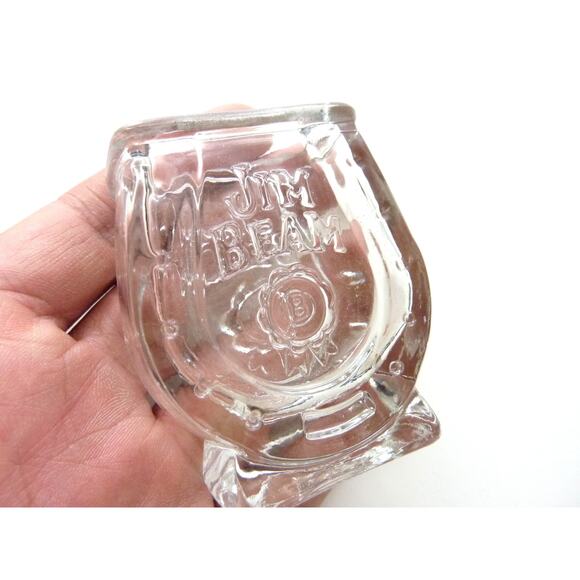 Vintage Jim Beam Horse Shoe Toothpick Match Holder Glass Tableware Decor - Picture 2 of 4